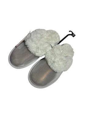 Mommy & Me Silver Faux Fur Slip-On Slippers for Kids